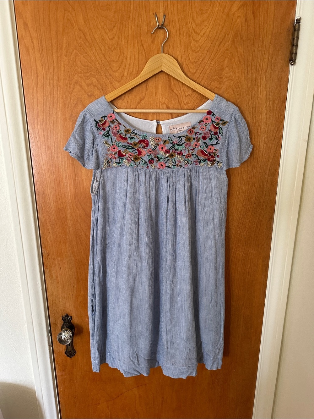 Philosophy Light Blue Embroidered Midi Dress